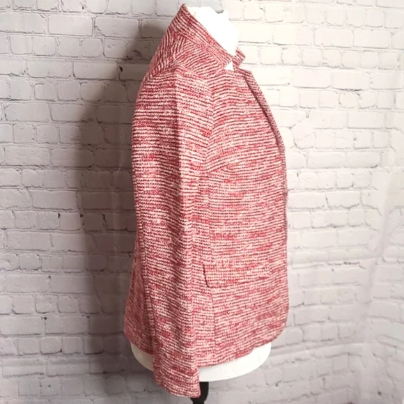 Talbots Blazer Cotton Blend Red White Petite 6P - Picture 3 of 6